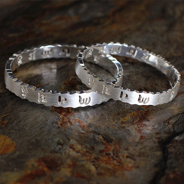 Sterling Silver Sanskrit-Inspired Rings for Spiritual Seekers