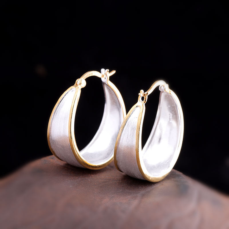 Elegant S925 Silver-Gold Hoops for Modern Women