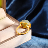 Golden Jade Serenity Ring for Elegant Women