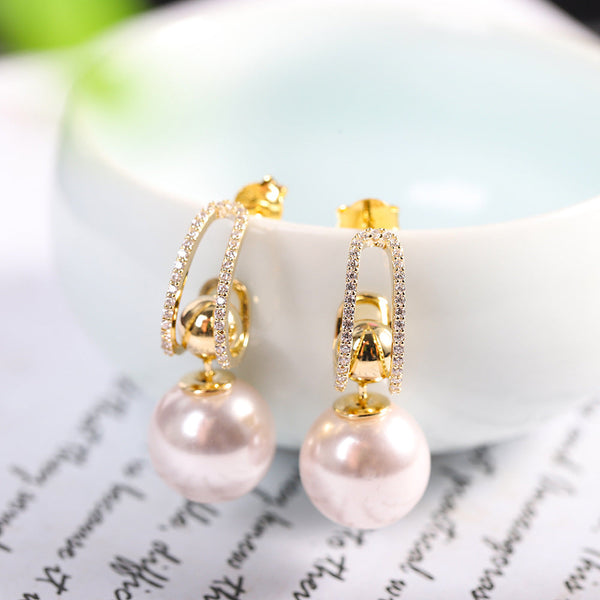 Elegant Gold-Plated Pearl Drop Earrings for Women