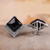 Gothic Sterling Silver Onyx Earrings - ED020533