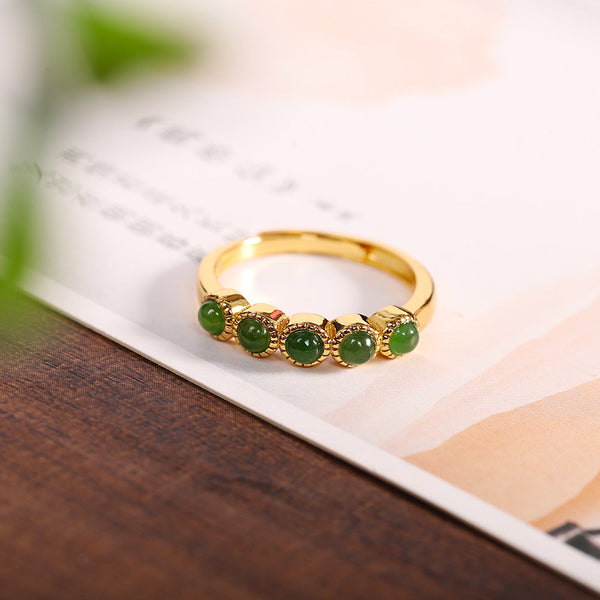 Jade Gemstone Gold Ring for Elegant Women