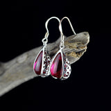 Elegant Ruby Teardrop Earrings in Sterling Silver