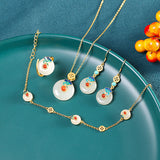 Golden Jade & Enamel Charm Jewelry Set