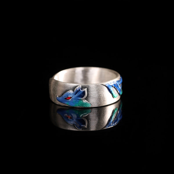 Sterling Silver Fox Ring with Enamel Inlay