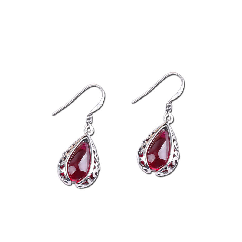 Elegant Ruby Teardrop Earrings in Sterling Silver