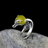 Sterling Silver Fox Gemstone Rings for Women