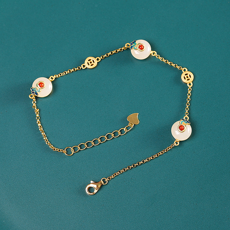 Golden Jade & Enamel Charm Jewelry Set