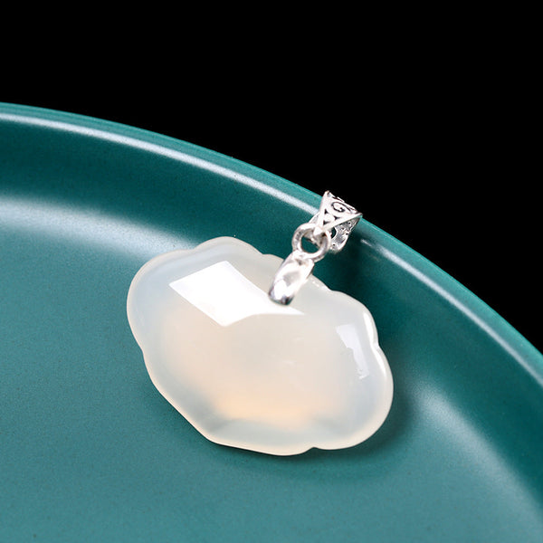 Sterling Silver White Jade Pendant for Women