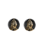 Gold-Plated Praying Hands Earrings: Elegant Unisex Gift