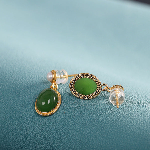 Jade Gold Drop Earrings for Modern Women