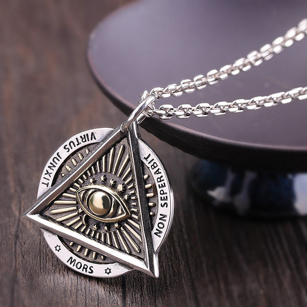 Sterling Silver Illuminati Eye Pendant Necklace