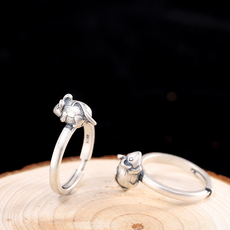 Sterling Silver Mouse Ring - Playful Charm for Women