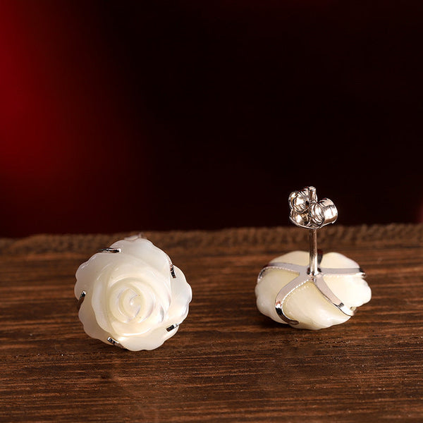 Elegant Mother of Pearl Rose Earrings - ED030128