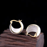 Elegant 925 Silver and Gold Brushed Hoops