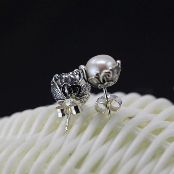 Elegant 925 Silver Pearl Studs for Women