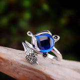 Sterling Silver Fox Gemstone Rings for Women