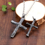 Rustic Textured Sterling Silver Cross Necklace - Unisex