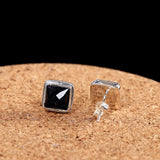 Elegant S925 Silver Onyx Studs for Men