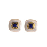 Lapis Lazuli & Pearl Gold Stud Earrings - ED0624