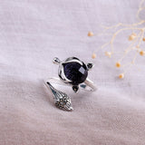 Sterling Silver Fox Gemstone Rings for Women