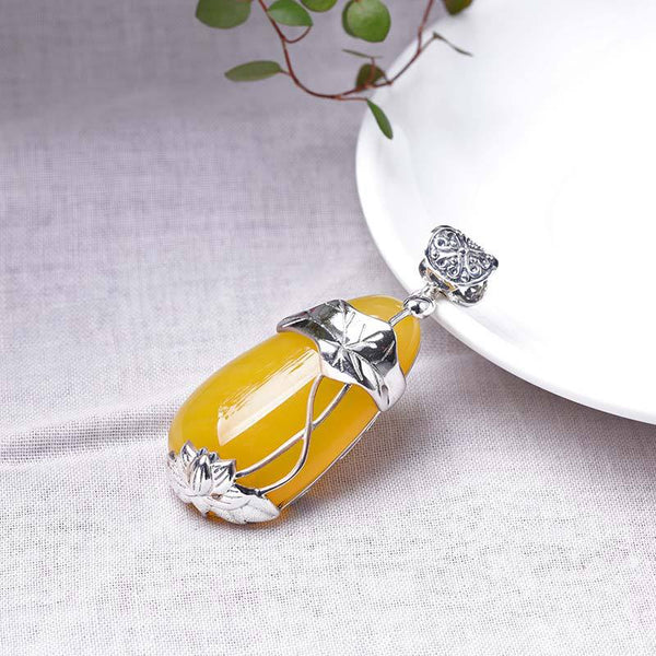 Yellow Jade Lotus Pendant for Elegant Style