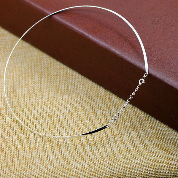 Sterling Silver Minimalist Choker Necklace - S925 Code