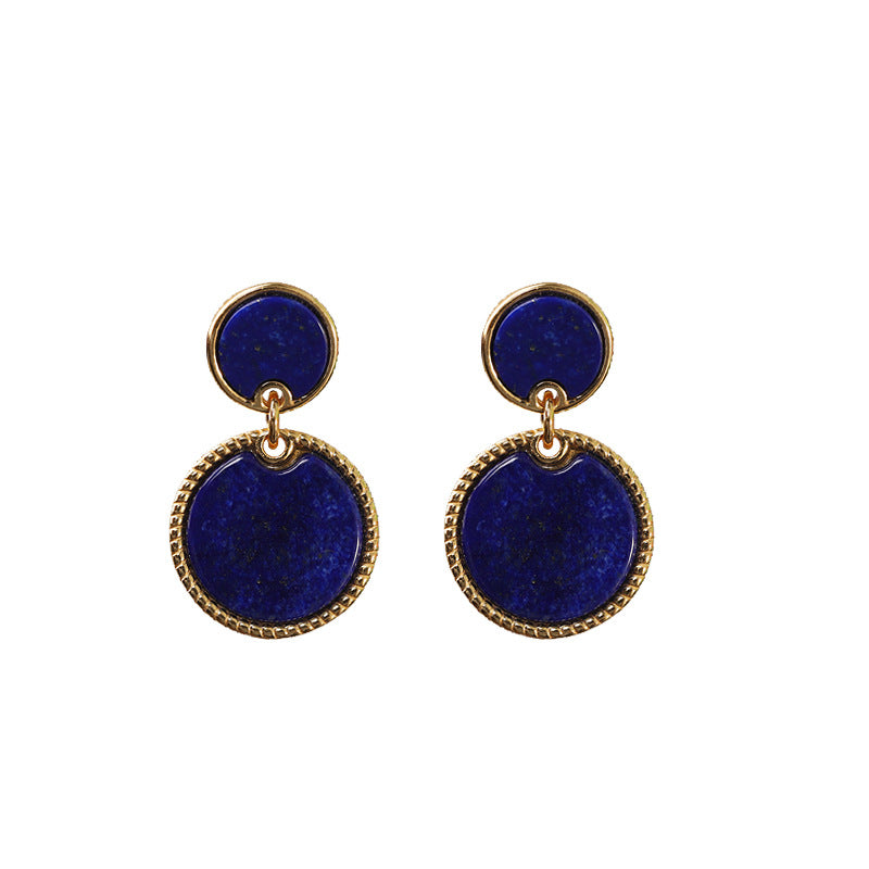 Lapis Lazuli Gold Circle Earrings for Elegance