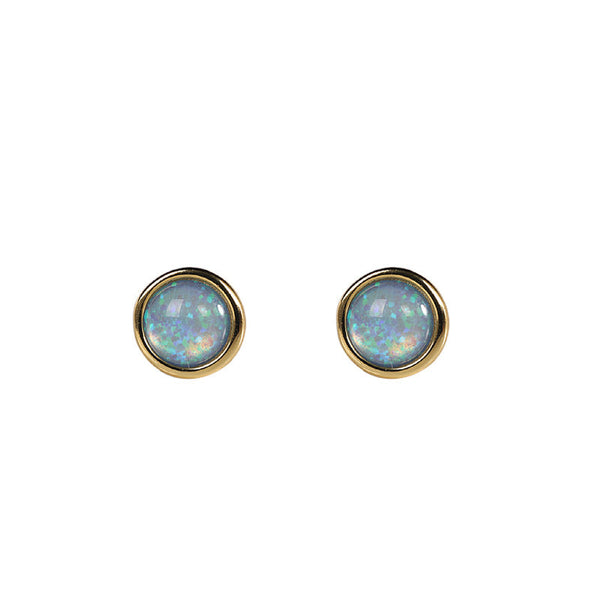 Gold-Plated Opal Stud Earrings - Elegant Women's Accessory