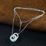 Sterling Silver Jade Interlocking Necklace for Women