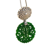 Elegant Jade and Silver Lotus Pendant - S925