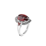 Garnet Elegance: S925 Silver Vintage Women's Ring