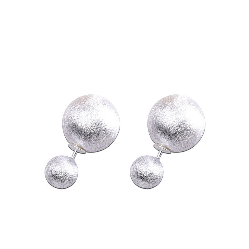 Sterling Silver Dual Sphere Modern Earrings -