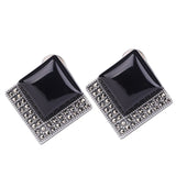 Gothic Sterling Silver Onyx Earrings - ED020533