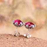 Sterling Silver Ruby Bloom Earrings -  Collection