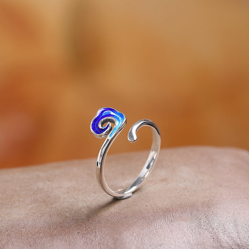 Sterling Silver Wave Ring - Adjustable, Elegant Design