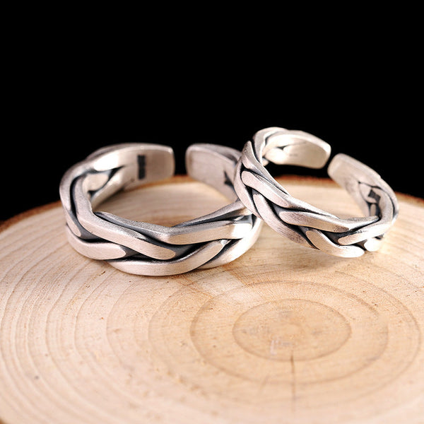 Sterling Silver Woven Band Rings for Couples