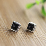 Elegant S925 Silver Onyx Studs for Men