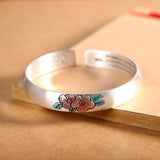 Sterling Silver Floral Enamel Bracelet for Women