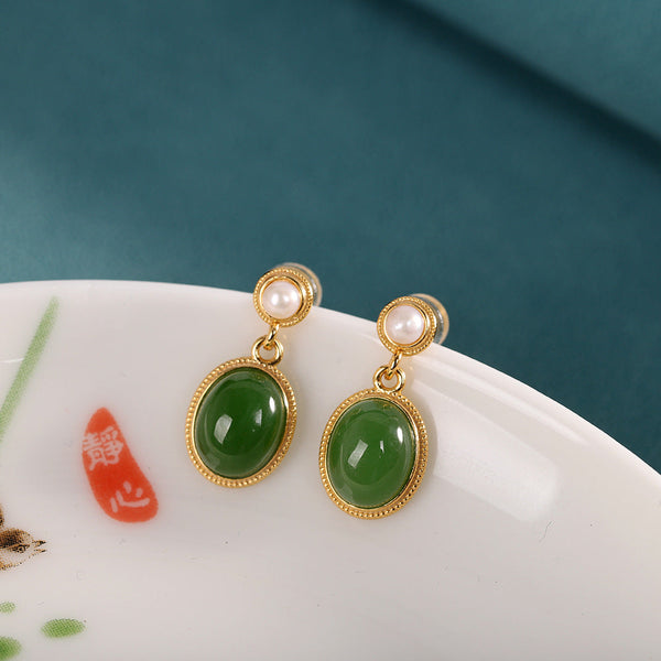 Jade Gold Drop Earrings for Modern Women