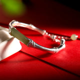 Elegant S925 Silver Jade Bamboo Bracelet - Chic