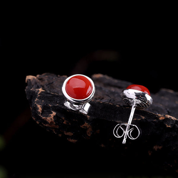 Red Coral Elegance: S925 Sterling Silver Earrings