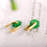 Emerald Jade Gold Hoop Earrings for Women