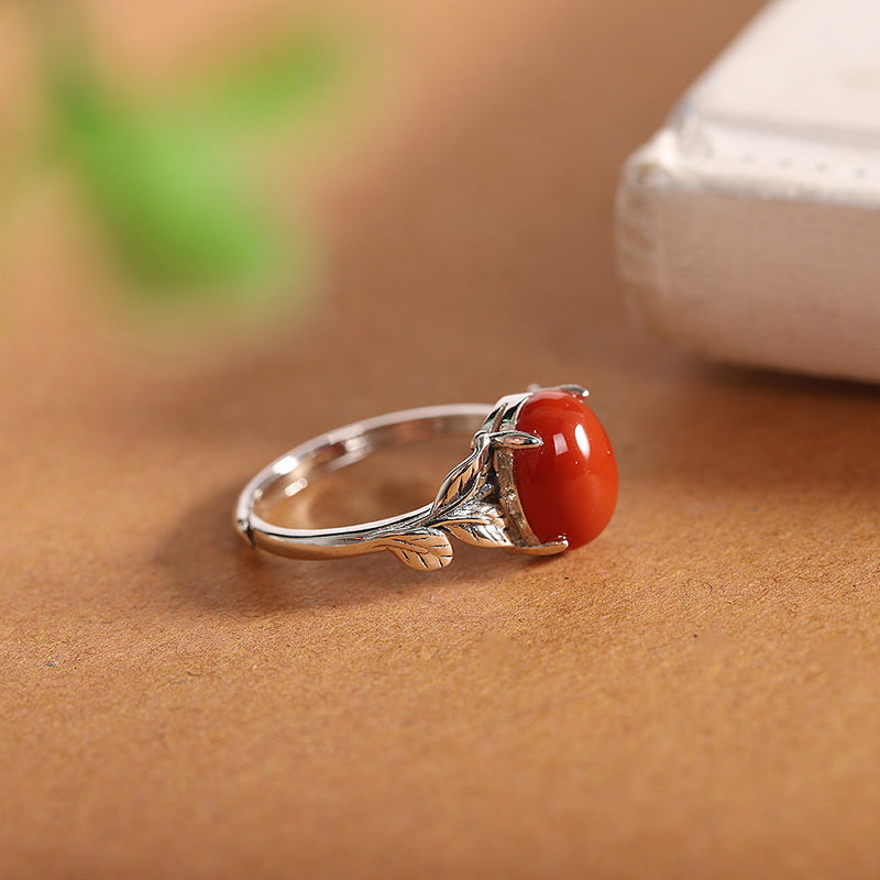 Vintage Silver Ring with Bold Red Garnet