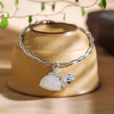 Elegant 925 Silver Jade & Pearl Bracelet