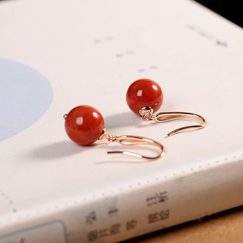 Rose Gold Plated Carnelian Drop Earrings for Women