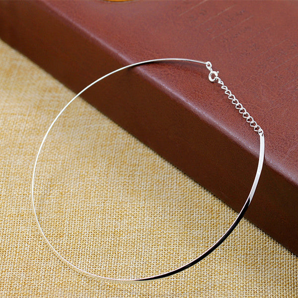 Sterling Silver Minimalist Choker Necklace - S925 Code