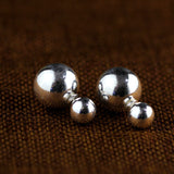 Sterling Silver Double Ball Earrings - Elegant Minimalist Design