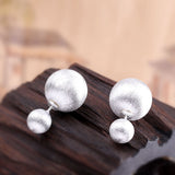 Sterling Silver Dual Sphere Modern Earrings -