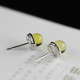 Elegant S925 Silver Green Onyx Stud Earrings